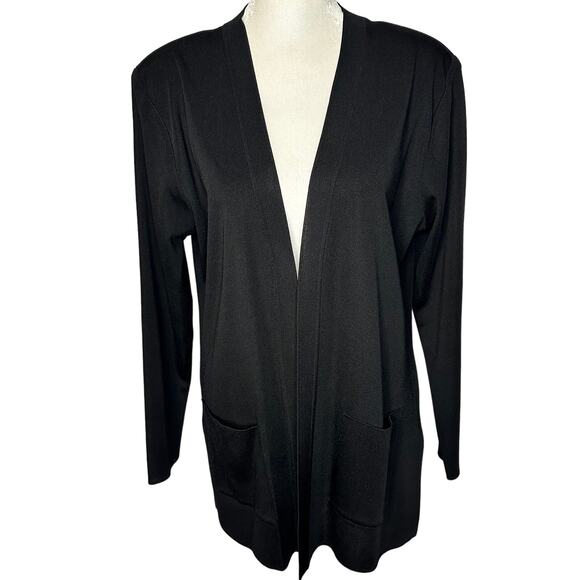 Misook Black Open Front Blazer Cardigan Minimalist Women's Small - Picture 1 of 6